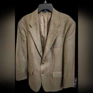 Vtg Chaps Ralph Lauren 43R 100% Wool Flannel Tweed Mens Blazer Jacket Sport Coat